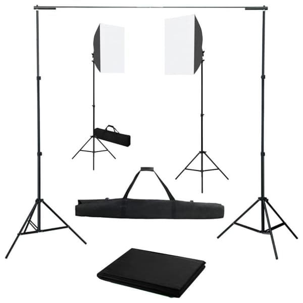 vidaXL Valokuvastudiosarja softbox-valoilla ja taustakankaalla
