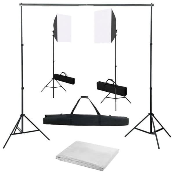vidaXL fotostudiesæt med softbox-lamper og baggrund