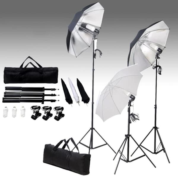 vidaXL Fotostudiosett med lyssett og bakgrunn