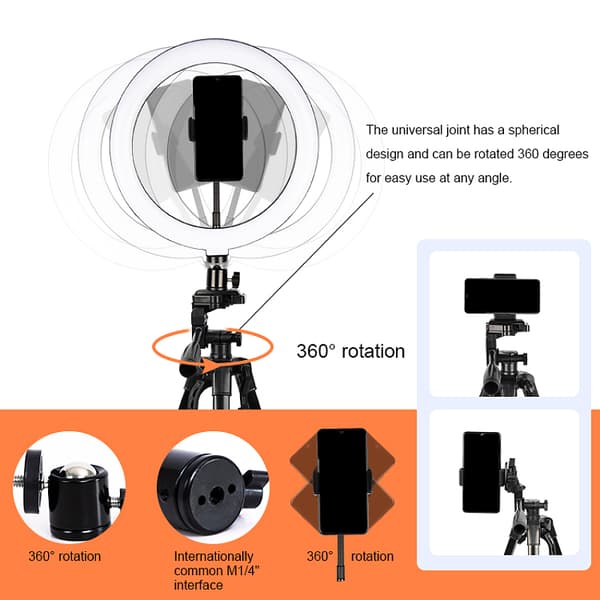 Ring Light Model 201 m. Stativ max. 167 cm & Bluetooth Fjernbetjening