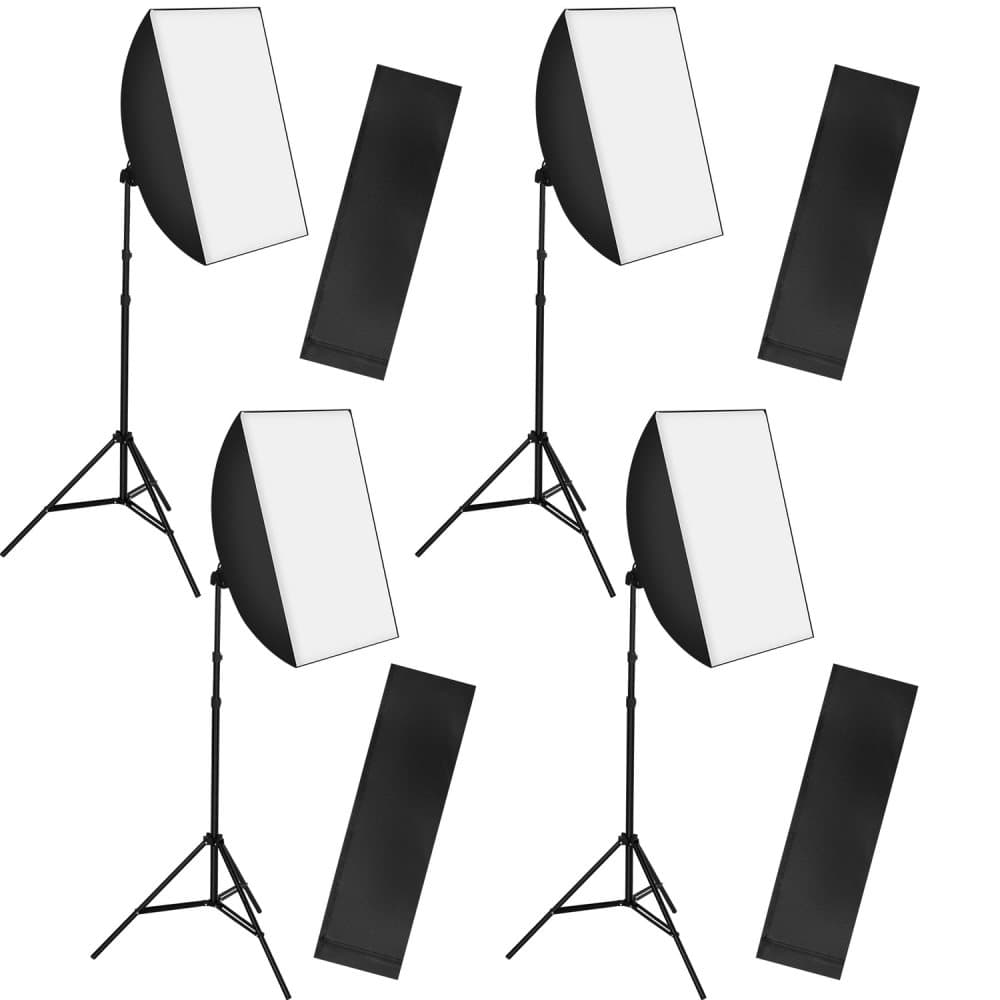 4x Studielys til digital og analog fotografering softbox med lampe model 1 - sort