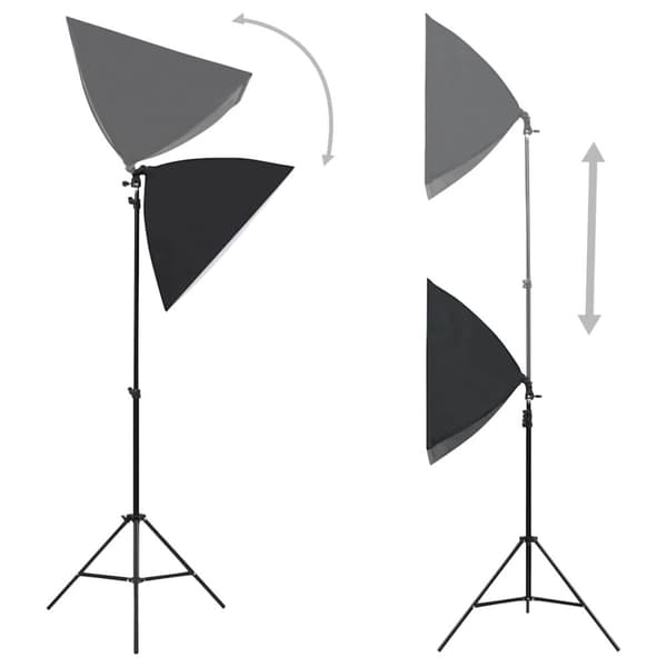 vidaXL fotostudiesæt med softbox-lamper + baggrund og reflektor