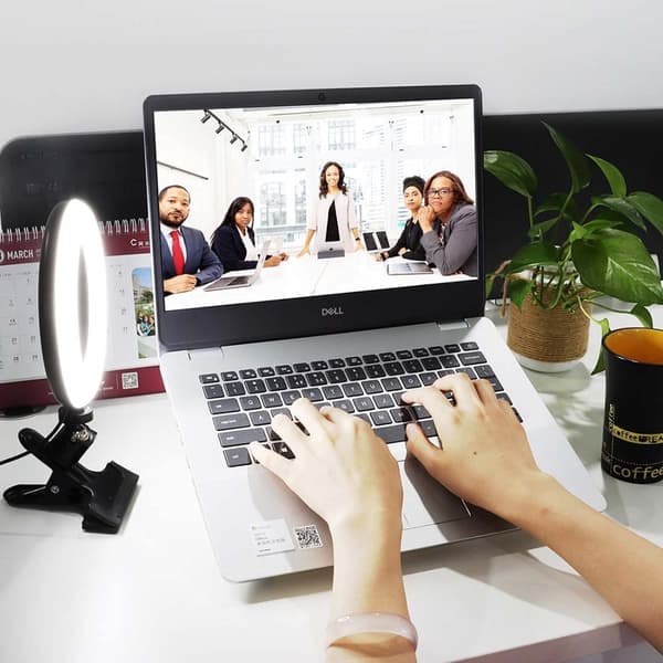 6,3 tommer ringlys 3 lystilstande Trinløs justerbar USB-drevet skrivebordsfyldningslys Lampe med klip