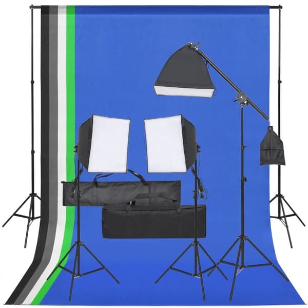 vidaXL Fotostudio med lampor och bakgrund