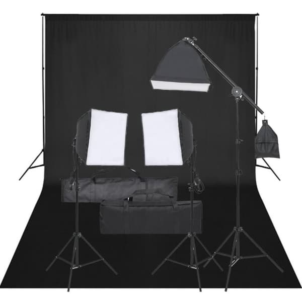 vidaXL Fotostudio med lampor och bakgrund