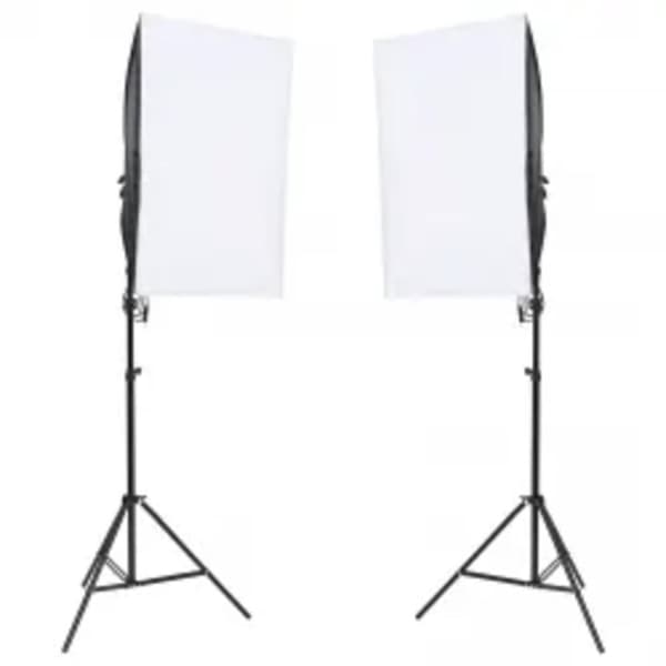 vidaXL Fotostudio med lampor, bakgrund och reflexskärm