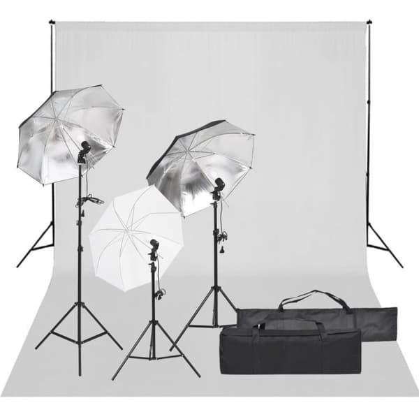 vidaXL Fotostudio med lampor och bakgrund