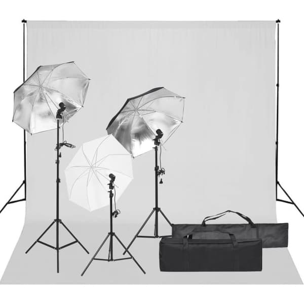 vidaXL Fotostudio med lampor och bakgrund