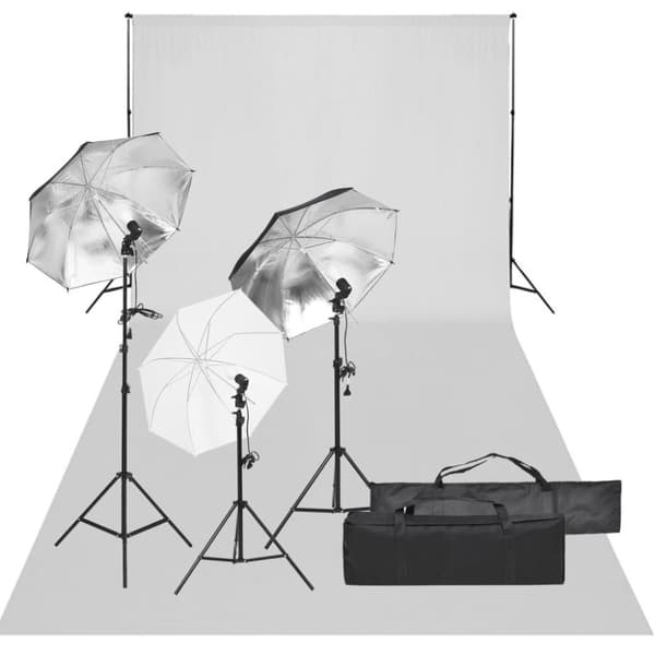 vidaXL Fotostudio med lampor och bakgrund