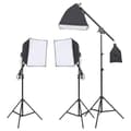 Miniatyrbild 3 av 10: vidaXL Fotostudio med lampor, bakgrund och reflexskärm