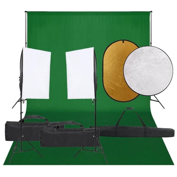vidaXL Fotostudio med lampor, bakgrund och reflexskärm