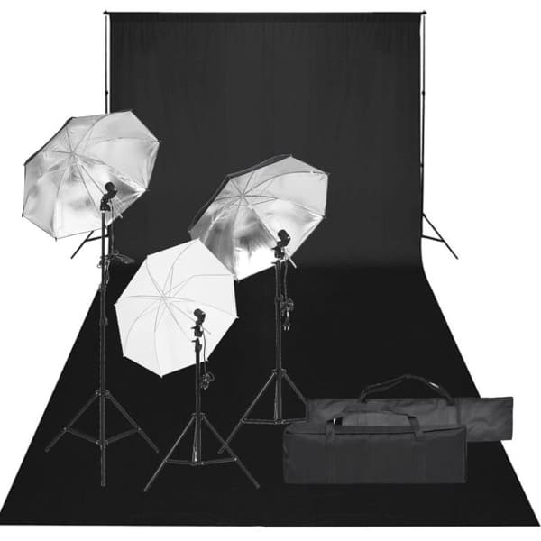vidaXL Fotostudio med lampor och bakgrund