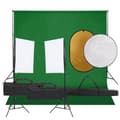 Miniatyrbillede 1 af 10: vidaXL fotostudiesæt med lampesæt + baggrund og reflektor