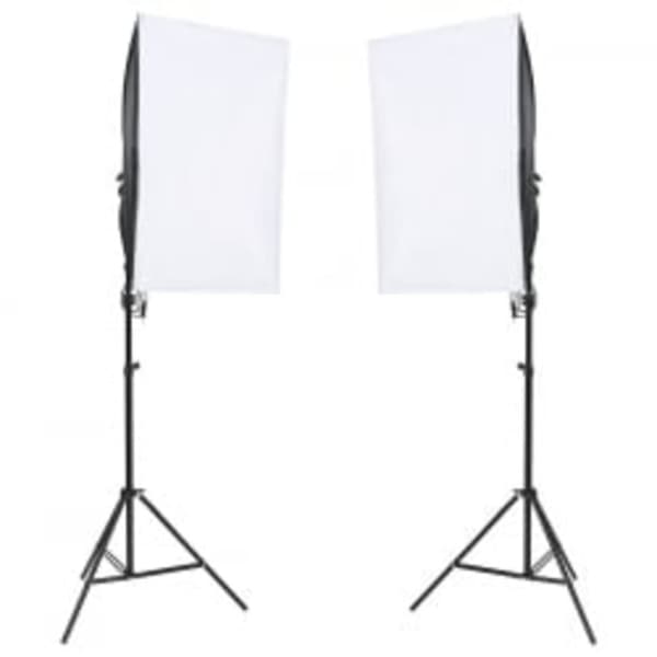vidaXL fotostudiesæt med lampesæt + baggrund og reflektor