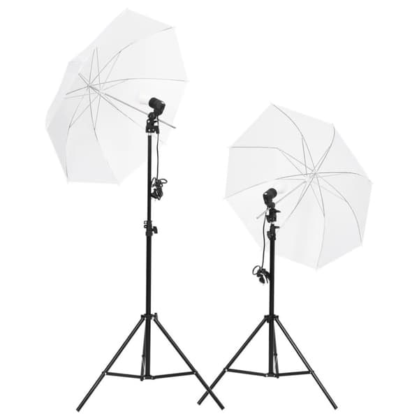 vidaXL fotostudiesæt med lampesæt + baggrund og reflektor