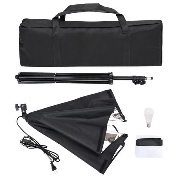 vidaXL fotostudiesæt med softboxlampe + baggrund og reflektor