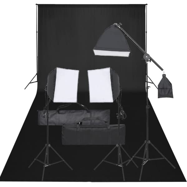vidaXL fotostudiesæt med lampesæt og baggrund