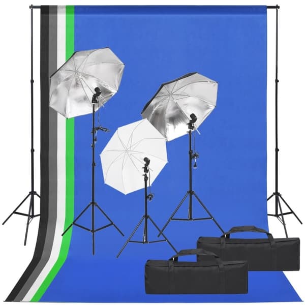 vidaXL fotostudiesæt med lampesæt og baggrund
