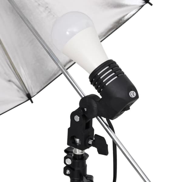 vidaXL fotostudiesæt med lampesæt + baggrund og reflektor