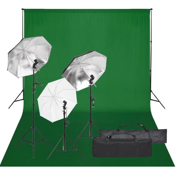 vidaXL fotostudiesæt med lampesæt og baggrund