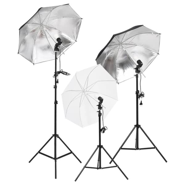vidaXL fotostudiesæt med lampesæt + baggrund og reflektor