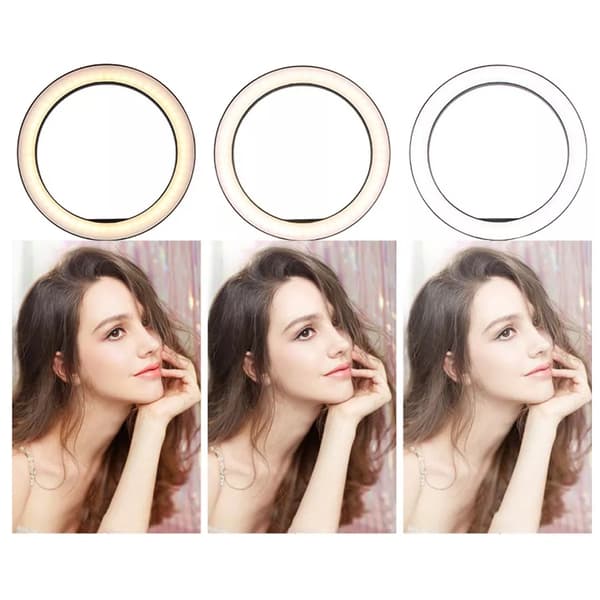 LED ringlampe med stativ for foto og selfies - 210 cm
