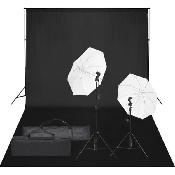 fotostudiesæt med lampesæt og baggrund