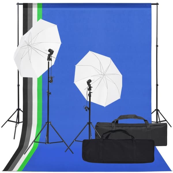 fotostudiesæt med lampesæt og baggrund
