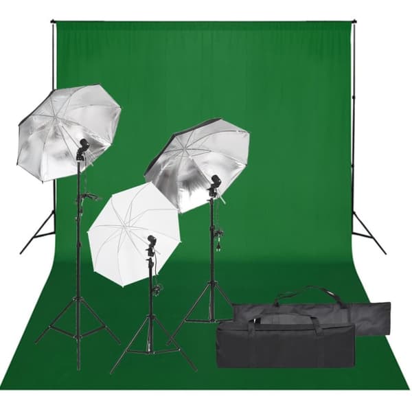 Fotostudio med lampor och bakgrund