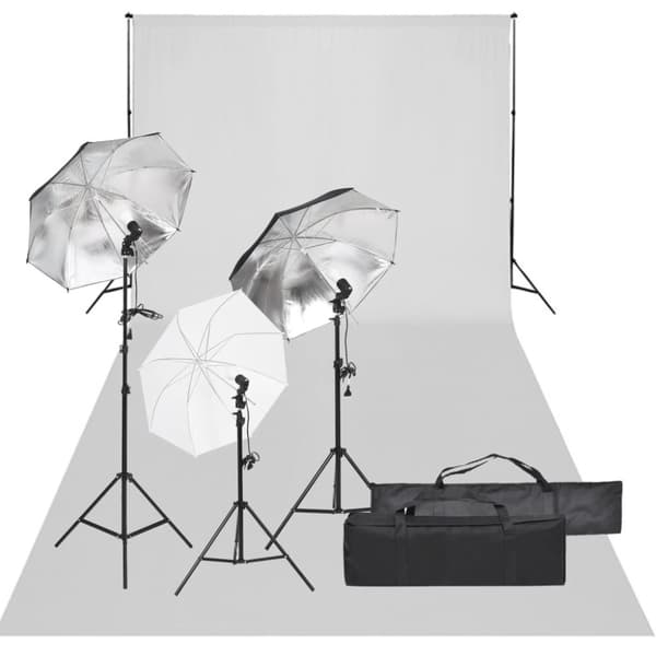 fotostudiesæt med lampesæt og baggrund