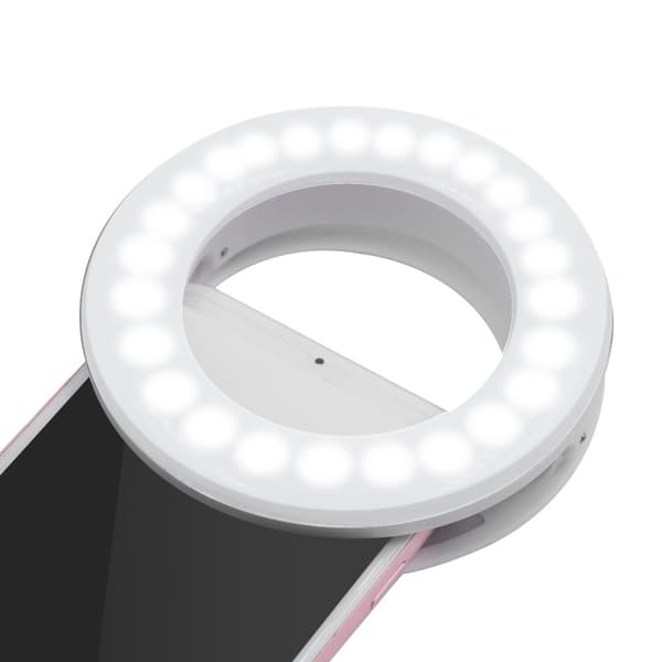 Ringlampa (LED) med enkel montering för att få professionella selfies och videosamtal, med justerbar ljusstyrka och färgbyte