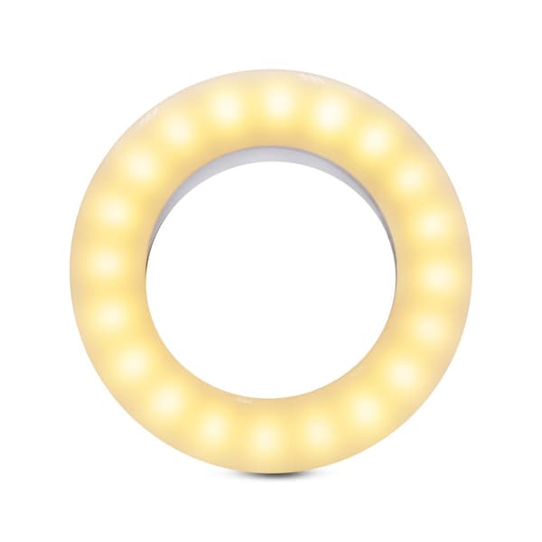 Ringlampa (LED) med enkel montering för att få professionella selfies och videosamtal, med justerbar ljusstyrka och färgbyte