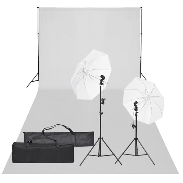 vidaXL fotostudiesæt med lampesæt og baggrund -  Studielamper & blitz