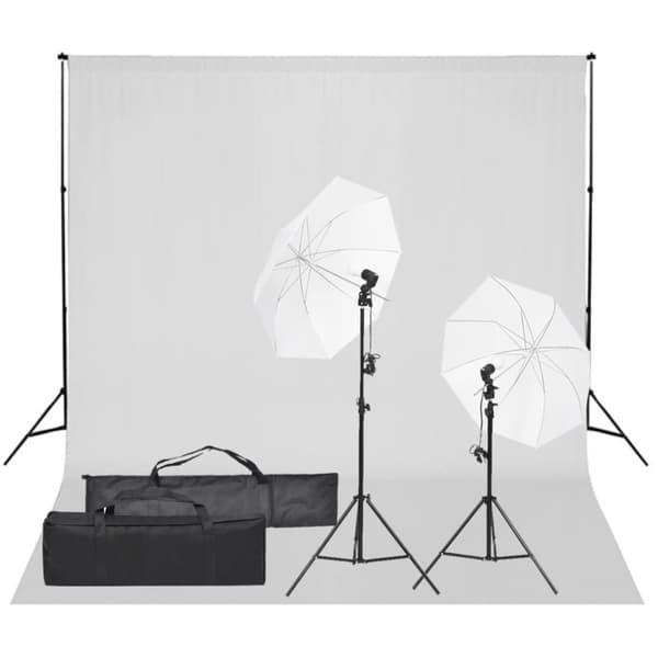 vidaXL Valokuvastudiosarja valosarjalla ja taustakankaalla -  Studiovalot & -salamat