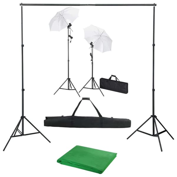 vidaXL fotostudiesæt med baggrund, lamper og paraplyer -  Studielamper & blitz