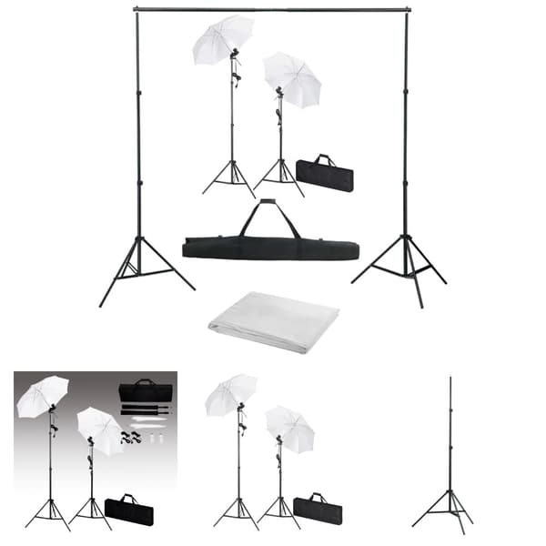 The Living Store fotostudiesæt med baggrund, lamper og paraplyer -  Studielamper & blitz