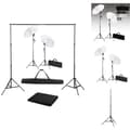 Miniatyrbillede 1 af 11: Studielamper & blitz - Living fotostudieudstyr med baggrund, lamper og paraplyer