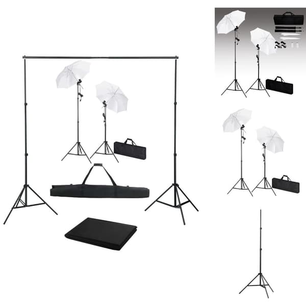 Studielamper & blitz - Living fotostudieudstyr med baggrund, lamper og paraplyer