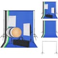 Pikkukuva 1 / 11: Studiovalot & -salamat - Living Valokuvastudiosetti 5 värillistä taustaa ja 2 softboxia