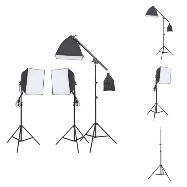 Studielamper & blitz - Living belysningssæt til fotostudio med stativ og softbox