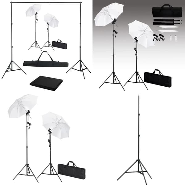 Fotostudio med bakgrunder, lampor och paraplyer - Studioutrustning - Studio Utrustning - Home & Living