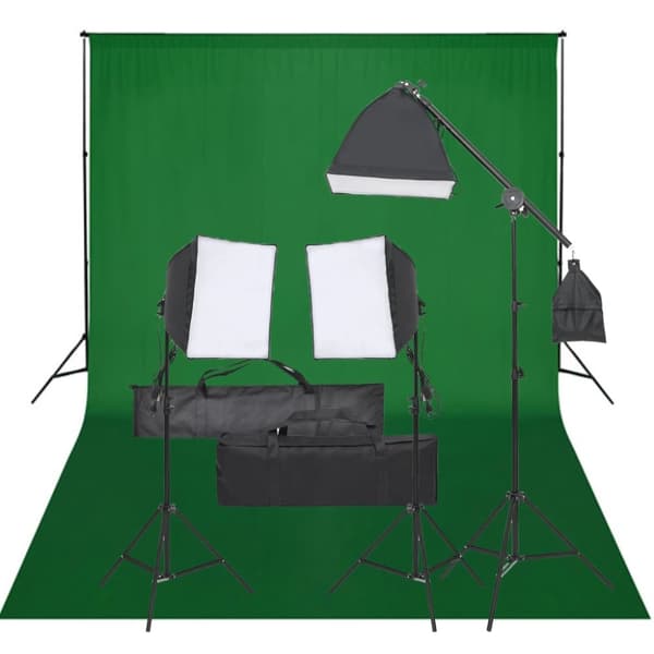 Fotostudio med lampor och bakgrund
