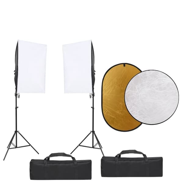 Fotostudio med lampor och reflexskärm