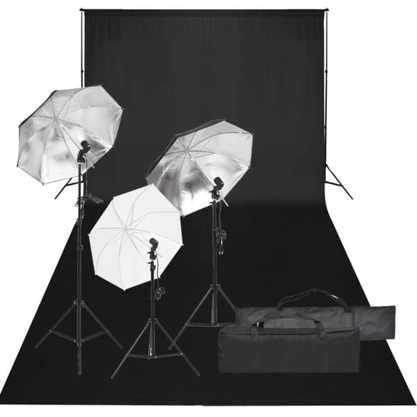 Fotostudio med lampor och bakgrund