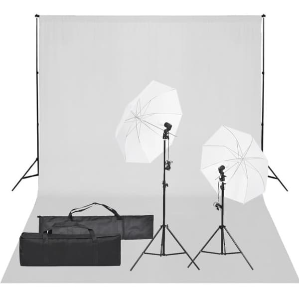 Fotostudio med lampor och bakgrund
