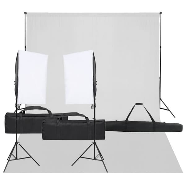 Fotostudio med lampor och bakgrund