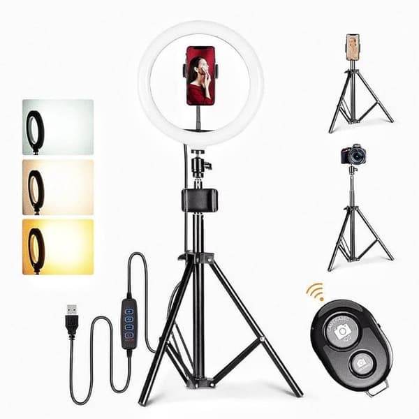 LED-ringljus 10 tum med stativ Bolwins