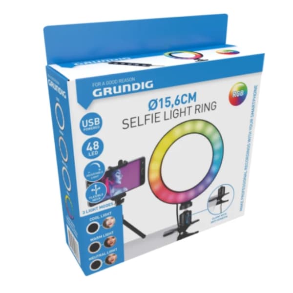 Selfie-lampa med Clip-On - RGB ringlight