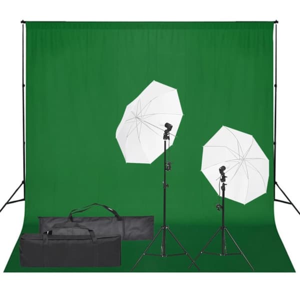 Fotostudio med lampor och bakgrund