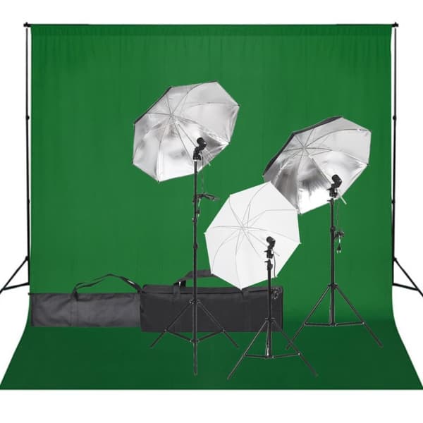 Fotostudio med lampor och bakgrund
